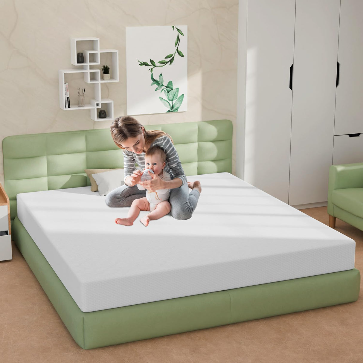 Nchanmar 8 Inch King Size Mattress, Gel Memory Foam King Mattress, Pressure Relieving, Cooling Gel Foam, King Mattress in a Box, Certipur-Us Certified, Bed-in-a-Box, King, 80"L x 76"W x 8"Th, White NChanmar