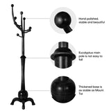 Heavy Duty Coat Rack Freestanding Wood Tree Rack with 8 Hooks, Unique Design Tree Branch-look, Premium Coat Tree Clothes Hanger Stand with Sphere Base for Entryway, Hallway, Bedroom-Load 160lbs Black Bekrvio