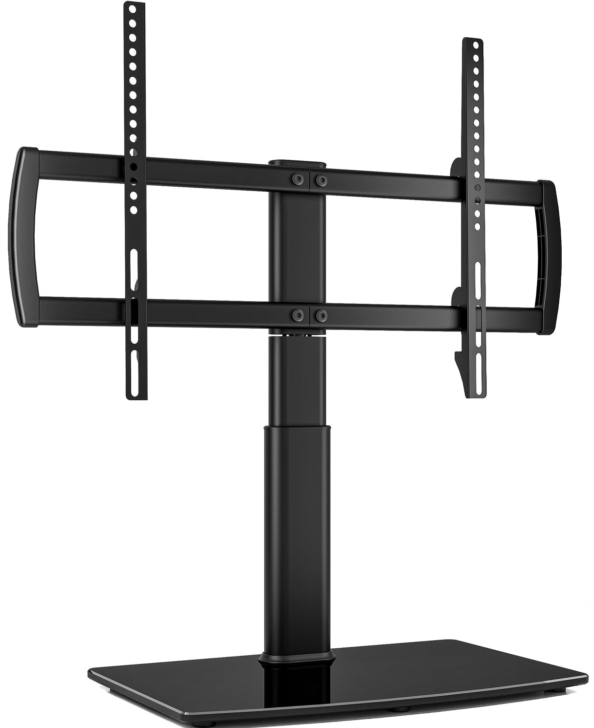 Universal Swivel TV Stand/Base Table Top TV Stand 32 to 65 inch TVs 80 Degree Swivel, 4 Level Height Adjustable, Heavy Duty Tempered Glass Base, Holds up to 88lbs Screens, HT04B-002 Hemudu