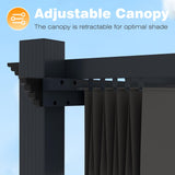 MUPATER 12' X 16' Outdoor Retractable Aluminum Pergola with Weather-Resistant Canopy for Backyard Deck Garden Grey MUPATER