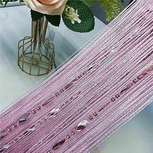 ave split 100cmX200cm Decorative Door String Curtain Beads Wall Panel Fringe Window Room Divider Blind for Wedding Coffee House Restaurant Parts Door Divider Beads Tassel Screen Decoration (pink25) ave split