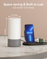 ROOTRO Table Lamp, [Advanced] Bedside Touch Control Lamp for Bedroom 3 Level Dimmable Warm White Lights with 256 RGB Color Mode Modern Deisgn Smart Nightstand Desktop LED Lamps Portable for Read ROOTRO