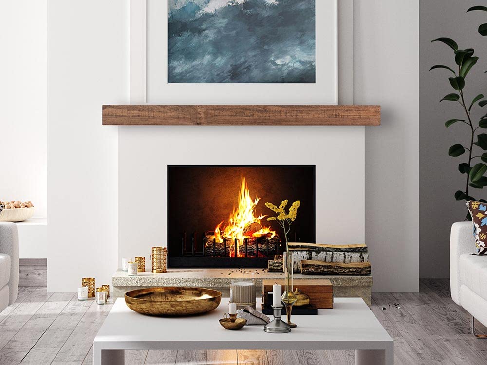 MANTELSDIRECT Mantels Direct Bedford 60 Inch Provincial Finish Floating Mantel Shelf - Modern Poplar Wood Shelf for Fireplaces, Hearths, Décor and More | Mantels Direct