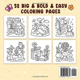 Into Gardens: Bold & Easy Coloring Book Featuring Plants, Flowers, and Cute Animals for Adults and Teens WoodArtSupply
