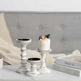 Romadedi Wood Candle Holders for Pillar Candles - Set of 3 Tall Farmhouse Wooden Candlestick Holder, Rustic Candle Stand for Fireplace Mantle Shelf Table Home Decor, Brown Whitewashed 3.9"/6"/ 8.3" Romadedi