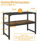 Mondazie 30 Gallon Fish Tank Stand with Shelf for Accessories Storage, 2 Tiers Heavy Duty Metal Aquarium Stand, Breeder Tank Turtle Reptile Terrariums Stand Rack for Home Office, 30" L x 12" W, Black Mondazie