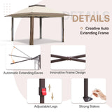 EAGLE PEAK 13x13 Pop Up Gazebo with 4 Wall Panels, Easy Up Canopy for Patio and Backyard, Easy Set up Outdoor Gazebo (Beige/Brown) EAGLE PEAK