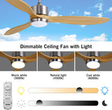 Ovlaim 60 inch Smart Ceiling Fan with Light Remote Control, Dimmable Led Quiet DC Motor Wood Ceiling Fan for Living Room, Bedroom, Patio, Farmhouse Ovlaim