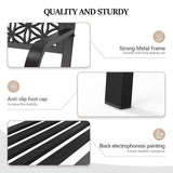 VINGLI 50" Outdoor Bench Metal with Floral Back, Garden Bench Front Porch Benches for Yard Patio Entryway Park Outside, 800lb Capacity - Black VINGLI