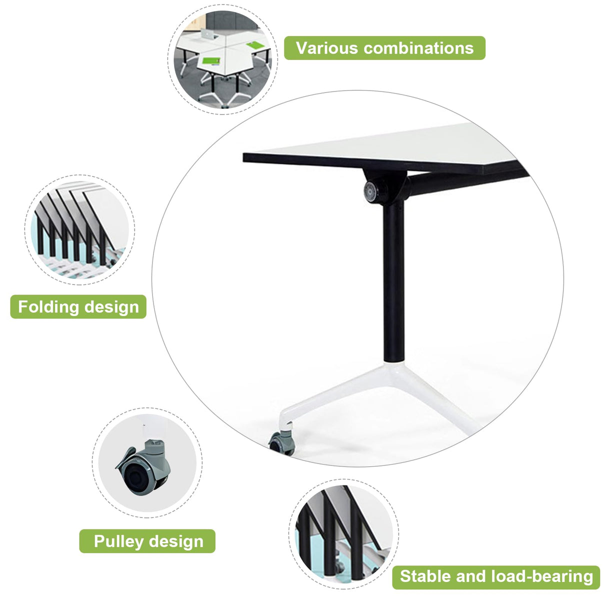 czxhaery Conference Table Conference Room Tables Foldable Meeting Tables Rolling Splicing Meeting Room Table Flip Top Folding Conference Table On Wheels Suitable for Office,Meeting (2pack) czxhaery