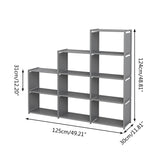 MOYIPIN Bookshelf, Assembled Storage Rack, Bedroom Living Room Vertical Cabinet Bookshelf, Double Row 9-Grid Multi-Functional Storage Equipment (Grey) MOYIPIN