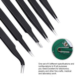6PCS Precision Tweezers Set, Upgraded Anti-Static Stainless Steel Curved of Tweezers, for Electronics, Laboratory Work, Jewelry-Making, Craft, Soldering, etc, by kaverme. kaverme