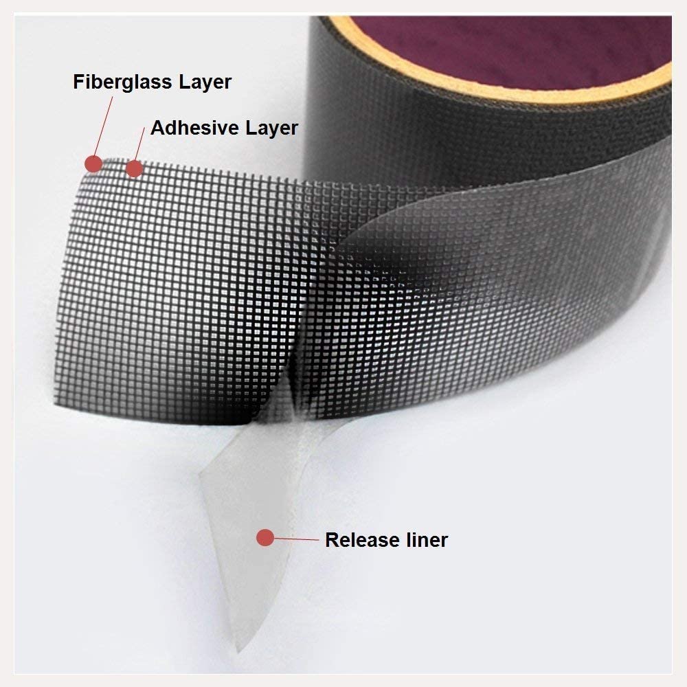 by.RHO Screen Repair Kit, Extra Wide (4in x 15FT), Black, Adhesive & Waterproof, Fiberglass, fix for Screen Door and Window Screen by.RHO