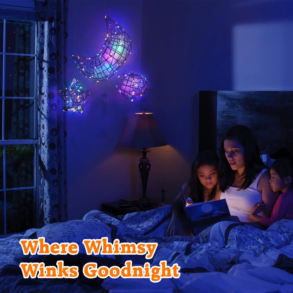 CHARTEKS 3D String Light Craft Kit for Kids, String Art Kit with LED Bulbs and Wind Chime, Arts and Crafts Set, Birthday Gifts for Girls Boys Ages 8+ (Original, Paper String) CHARTEKS