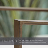 Grand patio 3-Piece Outdoor Counter Height Bar Set with Wood Grain Texture Leather-Look Wicker Bar Set with Market Umbrella Hole Furniture for Patio, Balcony, Garden - Brown Grand patio