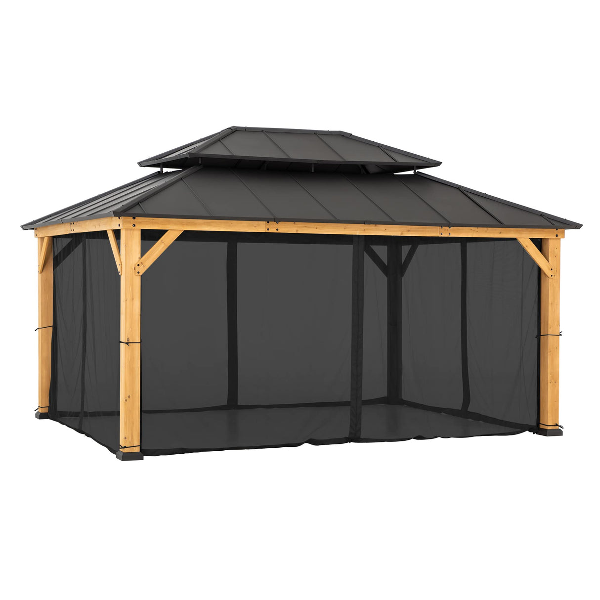 Sunjoy Universal Mosquito Netting for 12 ft. ×16 ft. Gazebos, Black Sunjoy