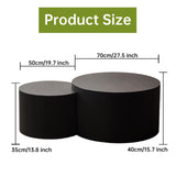 Round Nesting Coffee Table Modern Black Fluted Coffee Table Set of 2 Stripe Round Coffee Tables Drum Crescent Side Table Accent End Table for Living Room (Black B Large) WUPDPQS