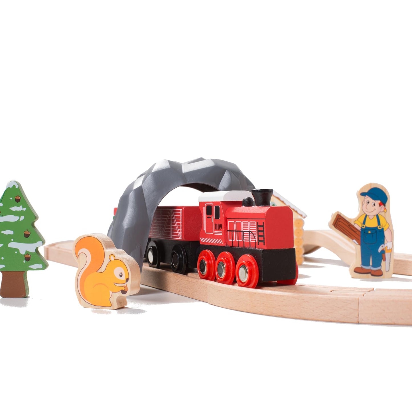 Giant bean Forest Theme Wooden Train Set for Toddler- 36PCS Expandable & Changeable Wooden Train Tracks Toy, for Kids Boys and Girls 3-7, Fits for - WoodArtSupply