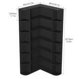 FOTOSOK 74” Tall Corner Bookshelf, 6-Tier Bookshelf and Bookcase with Open Storage, L Shaped Tall Bookcases Wooden Storage Shelves for Home Office, Thickened Boards for Better Load Bearing, Black FOTOSOK