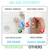 VEOFEMLEA Pegboard Combination Kit, 8 Peg Boards and 30 Accessories Modular Hanging Black Pegboard for Walls, Office Wall Organizer, Keys Holder on Wall, Nursery Storage, 44"x22" Black VEOFEMLEA