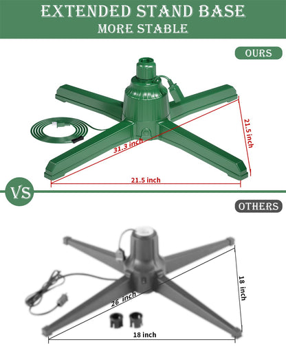 kaoer Rotating Christmas Tree Stand, 9.8FT 132 Pounds Tree Stands for Artificial Tree, 360° Adjustable Christmas Tree Base with Remote Control Musical Spinning Stand