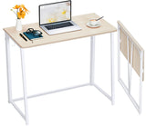 WOHOMO Folding Desk, Small Foldable Desk 31.5" for Small Spaces, Space Saving Computer Table Writing Workstation for Home Office, Easy Assembly, Oak WOHOMO