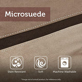 Madison Park Palisades Comforter Set Modern Faux Suede Pieced Stripe Design, All Season Down Alternative Cozy Bedding with Matching Shams, Decorative Pillows, King(104"x92"), Brown 7 Piece Madison Park