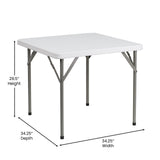 Flash Furniture Elon 2.85' Square Plastic Folding Event Table for Indoor/Outdoor Events, Portable Banquet Table with Locking Legs, White Flash Furniture