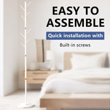 Heavy Duty Coat Rack with Natural Marble Base, Freestanding Metal Coat Stand with 8 Hooks, Modern Stable Coat Hanger Tree for Bags, Jacket, Clothes, and Hats, White Metal Durmmur