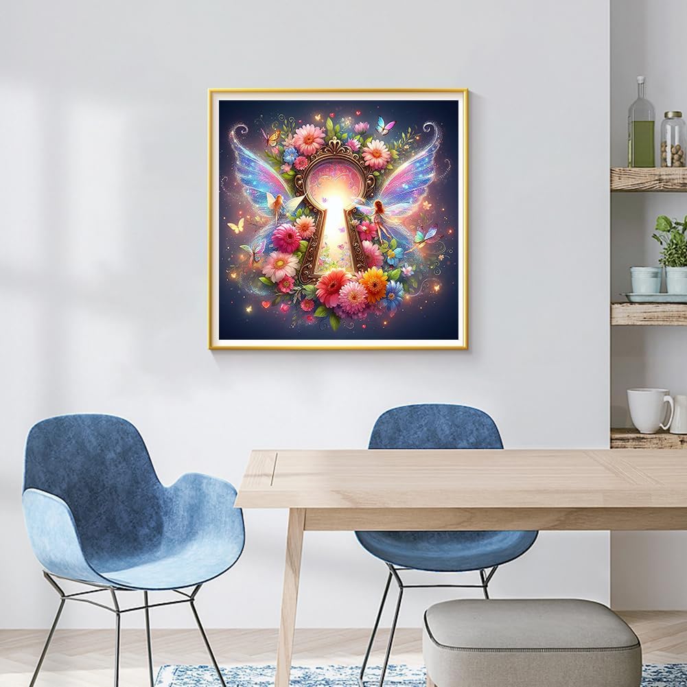 ijbnhd Fairy Diamond Art Kits for Adults, 5D Butterfly Fairy Diamond Painting Kit for Beginners, DIY Round Full Drill Fairy Gem Art Craft Kits for Home Wall Decor 12x16 Inch ijbnhd