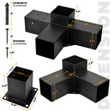 TPHUC Pergola Bracket, 3-Way Pergola Right Angle Bracket, Raised Wood Bracket for 4"x4" (Inner Dimensions: 3.5"x3.5") Wooden Beam, Pergola, Garden, Gazebo,... (Set 12) TPHUC