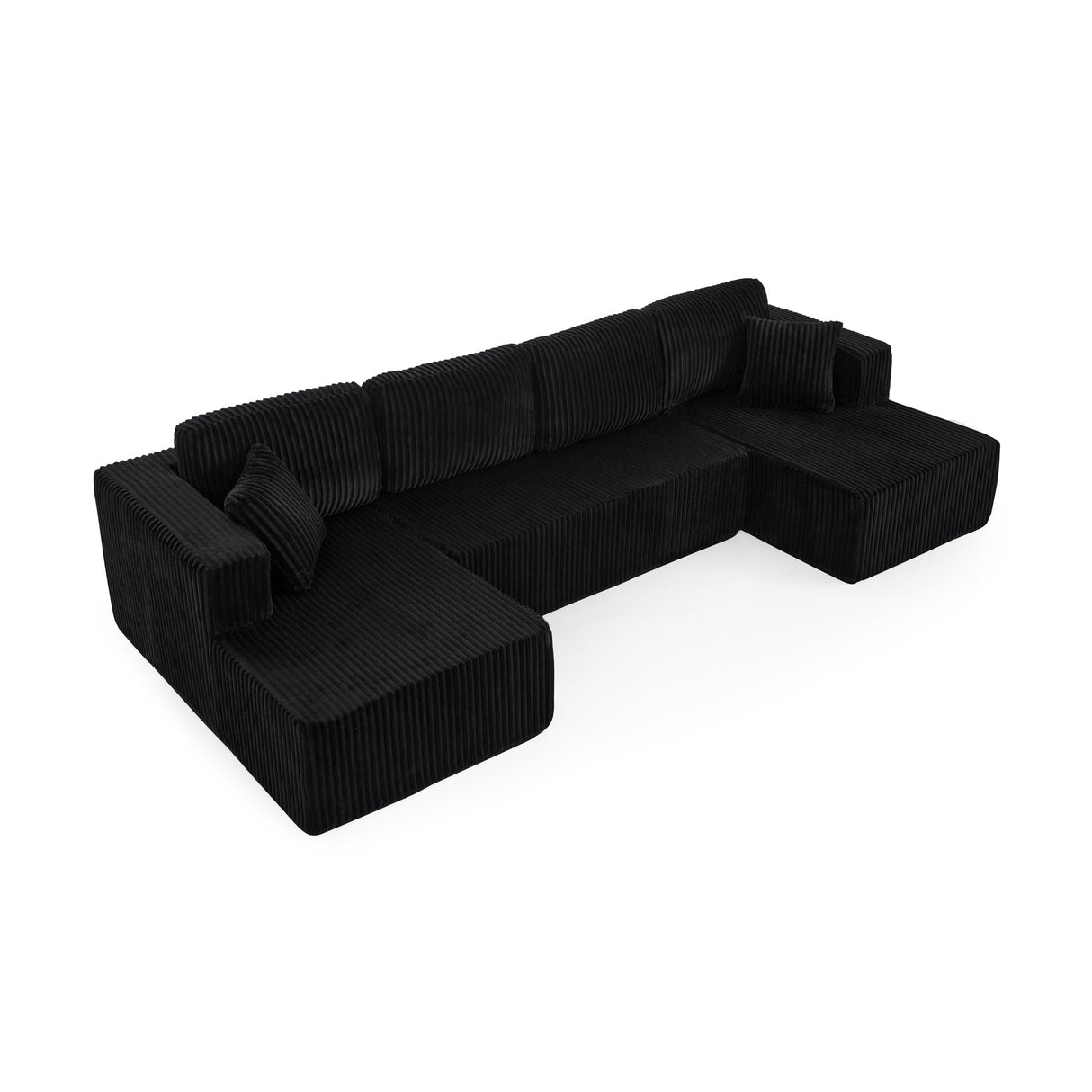 132" Boneless Sectional Cloud Couch Sofa for Living Room, U-Shaped Couch with Double Chaise Lounge, Comfy Memory Foam Modular Sofas Couches for Living Room (Black, 132.48" U-Shaped) OUEEEDD