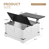 KIGOTY Lift Top Coffee Table with Storage, 31.5" Square Coffee Table, Rustic Storage Coffee Table,Farmhouse Center Table with Hidden Compartment for Living Room,White KIGOTY