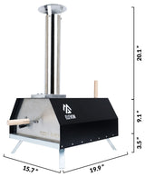 Elevon Pizza Oven Wood Fired Pizza Maker, Portable Stainless Steel, Pizza Grill, Outdoors with Pizza Peel and Pizza Stone Elevon