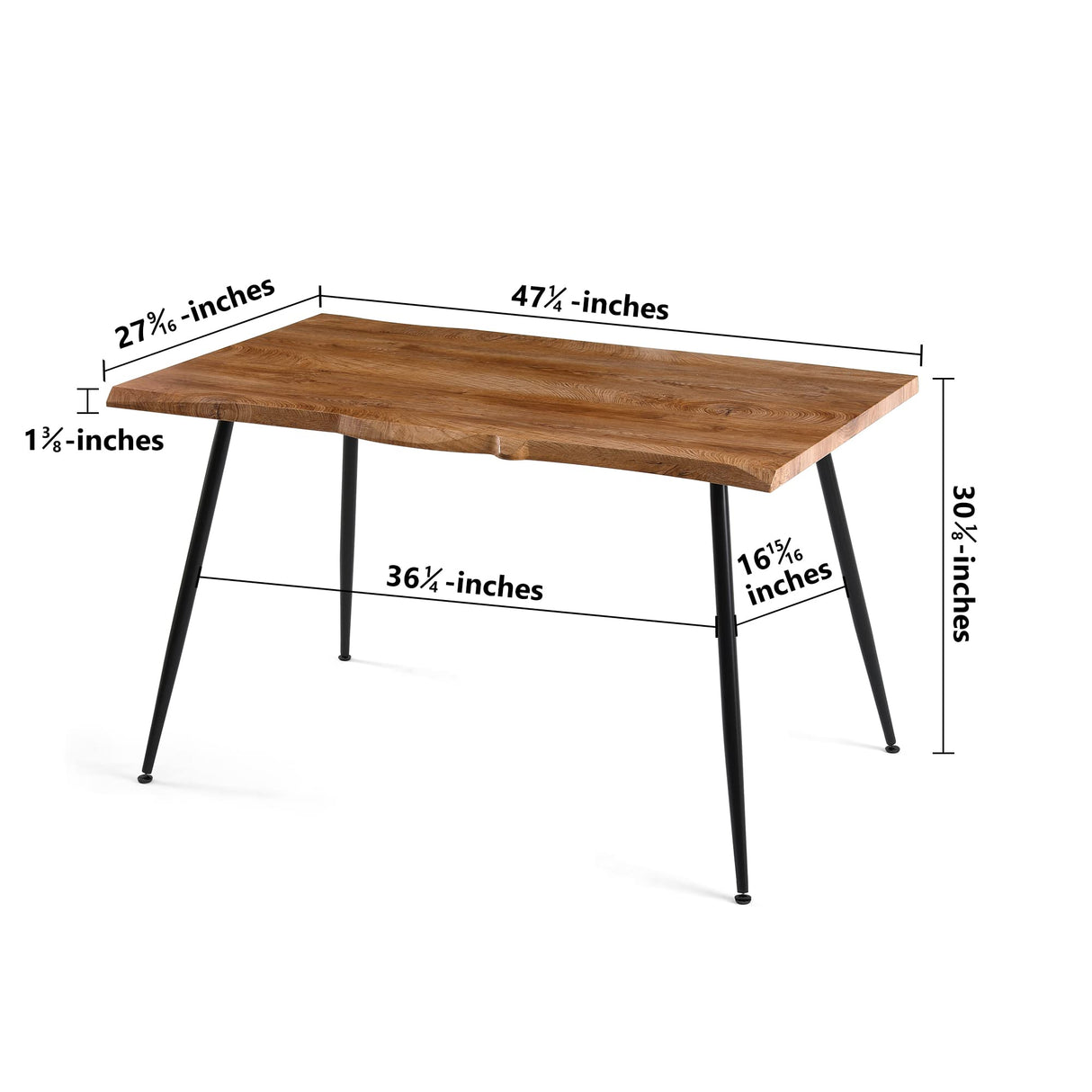 Homedot 47" Home Kitchen Dining Table for 4-6 Person, Modern Home Desk Dinner Table Engineered Wood with Thick Irregular Tabletop Easy Clean Living Room Table with Metal Frame Homedot