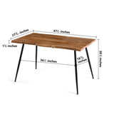 Homedot 47" Home Kitchen Dining Table for 4-6 Person, Modern Home Desk Dinner Table Engineered Wood with Thick Irregular Tabletop Easy Clean Living Room Table with Metal Frame Homedot