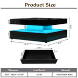 FKWin LED Coffee Table for Living Room with Storage - High Glossy Modern White Center Table with 2 Drawers, Square Wooden Middle Table with 16-Color Lights 31"" x 31"" x 14.6"" (Black) FKWin
