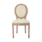 Nrizc French Country Dining Chairs Set of 4, Leather Farmhouse Dining Room Chairs with Round Back, Solid Wood Legs, Oval Side Chairs for Kitchen/Bedroom/Dining Room Nrizc