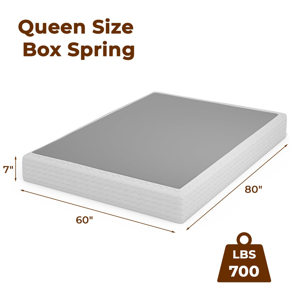 GRUSIGN Box Spring Low Profile Bed Base Matel Mattress Foundation with Cotton Washable Cover Quiet Easy Assembly Sturdy Support for All Bed Types (Black, Queen) GRUSIGN