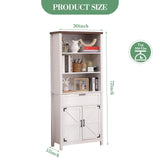 Garvee 72" Tall 6-Tier White Farmhouse Bookshelf with Doors – Display Cabinet with Drawer and Adjustable Shelves for Study, Living Room and Bedroom Garvee
