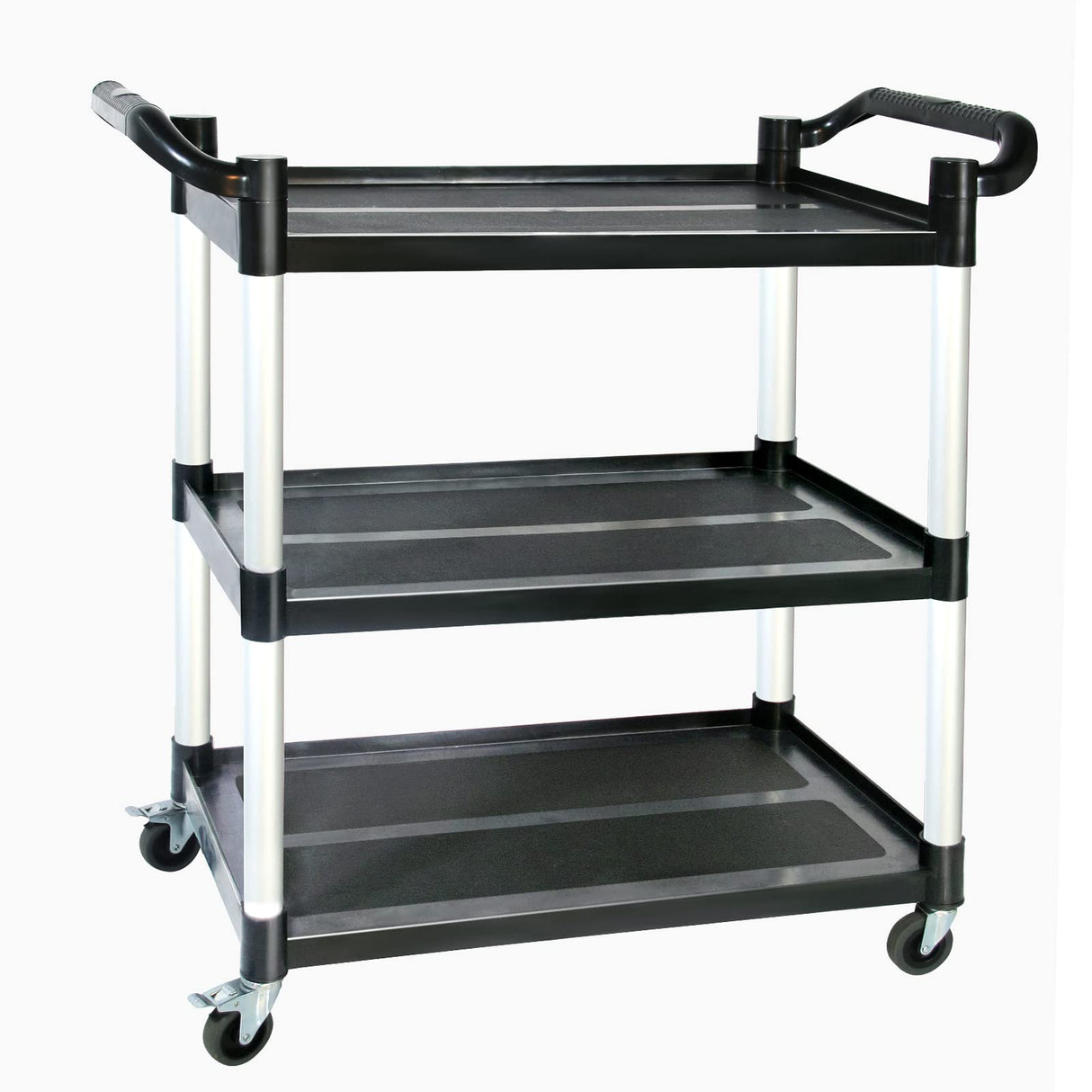 Utility Carts with Wheels,3-Tier Rolling Cart with Wheels, Heavy Duty 510 LBS Food Service Cart with Rubber Pad and Hammer for Kitchen/Office/Warehouse, 31.5" X 16.9" X 38.9"(Black) SFESGRER