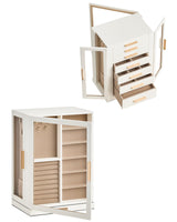Glimmloop 360° Rotating Jewelry Box with 7 Drawers, Spacious Vertical Jewelry Organizer with Glass Window, Jewelry Storage Case, Dustproof & Moisture-resistant Design, White Glimmloop