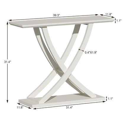 ChooChoo Console Table, Farmhouse Entryway Table for Hallway, 39 inch Wood Sofa Foyer Table with Storage for Entrance, Living Room, White