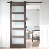 ROYMELO 30 x 84 Inch Glass Sliding Barn Door Slab and 5.5ft Hardware Kit Included, MDF Wood Panel Covered with Water-Proof Scratch-Resistant PVC Surface, Easy to Clean, Simple DIY Assembly ROYMELO