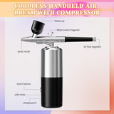 Airbrush Sets Air Brush Kit With Air Compressor Nail Paint Wireless Air Brush for Barber, Nail Art, Cake Decor, Makeup, Model Painting (Silver black) crpen