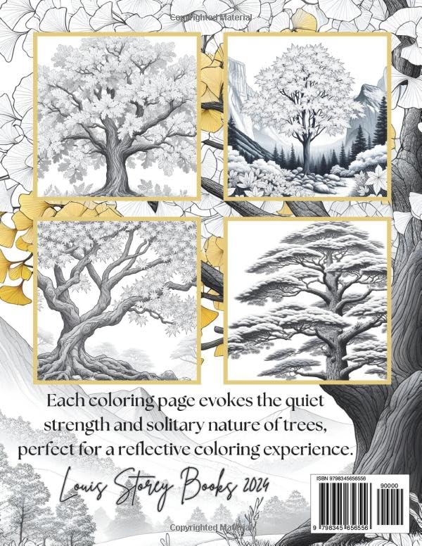 ROOTED: A Tree Coloring Book Fun Easy Mindful Adult Coloring That Capture The Solitary Essence Of Trees: 50 Large Print Adult Tree Coloring Pages Art Therapy Stress Relief WoodArtSupply