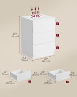 VASAGLE Nightstand with Charging Station, 2 AC Outlets and 2 USB Ports, Bedside Table, Side Table with 3 Drawers, Modern Style, 13.8 x 15.7 x 23.2 Inches, Cloud White ULET631W16 VASAGLE