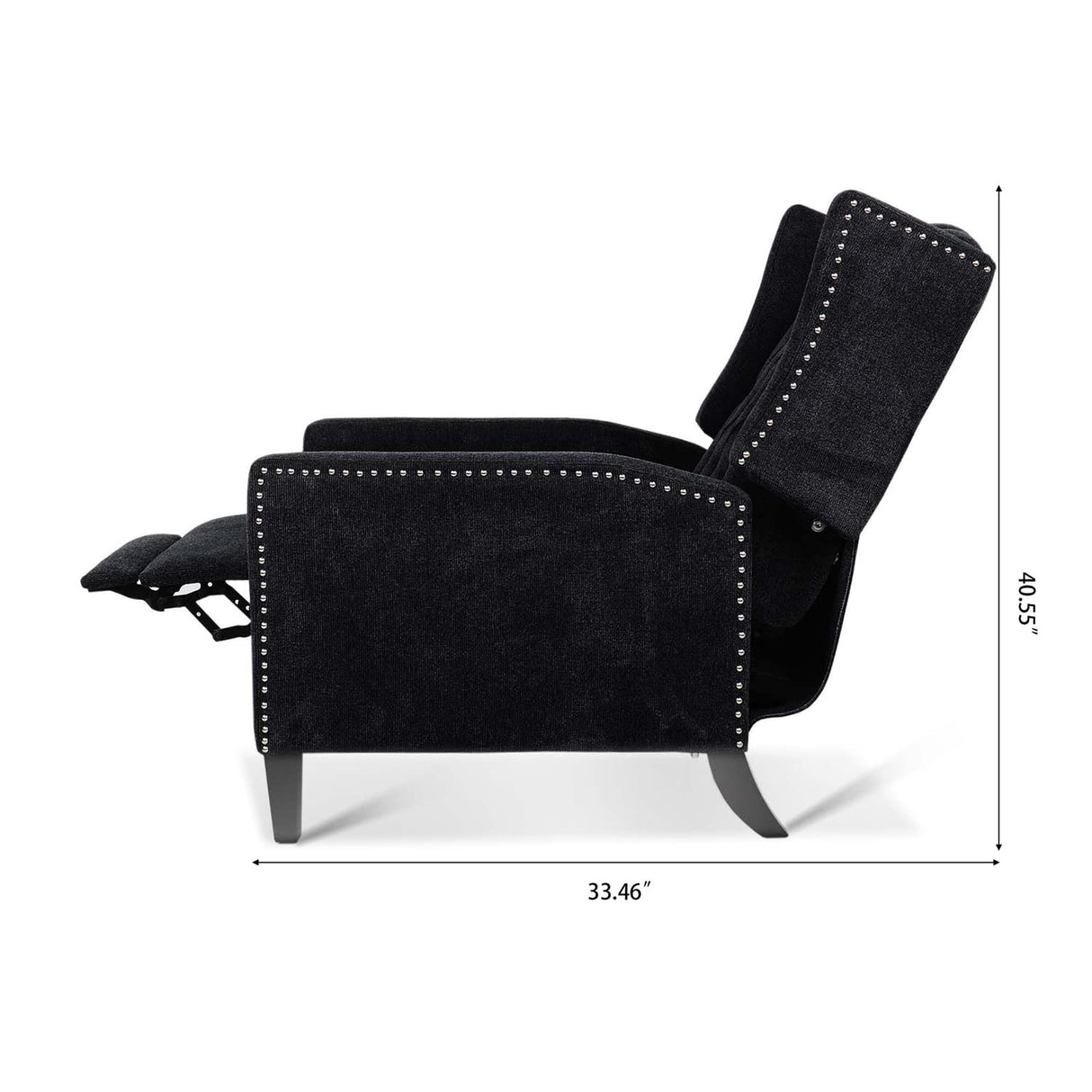 Black Fabric Recliner Chair for Adults Accent Wingback Chair Mid-Century Modern Recliner Tufted Chairs Living Room Armchair for Bedrooms Reading Recliner 27" Wide Vaztrlus