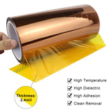 BOMEI PACK Polyimide Tape, 1 Pack High-Temperature Resistant Tape 8inch x 33m(108ft), No Residue Heat-Resistant Tape for Electric Task, 3D Printing, Soldering, Sublimation, Masking BOMEI PACK