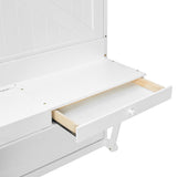Merax Wall Murphy Bed with Storage, Foldable Cabinet Bed with Vanity Desk, Center Mirror & 2 Side Drawers, Queen Size, White Merax